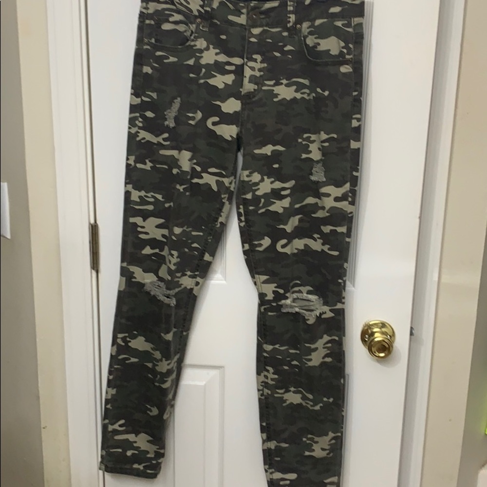Rue 21 Camo Jeans with front rips